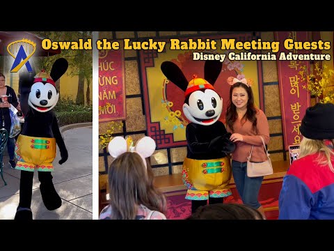 Oswald the Lucky Rabbit Meeting Guests During Lunar New Year Event at Disney California Adventure