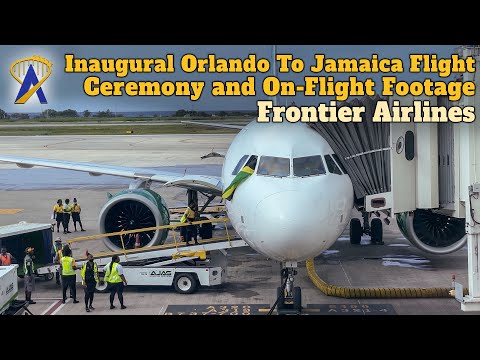 Frontier Airlines Inaugural Orlando, Florida to Montego Bay, Jamaica Flight - Ceremony &amp; Flight POV