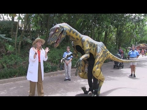Meet Professor Parker Woodson and her pet velociraptor in Dinoland at Disney&#039;s Animal Kingdom