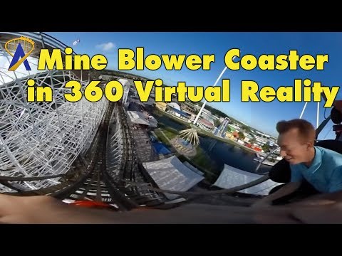 360 VR Ride on Mine Blower wooden roller coaster at Fun Spot America