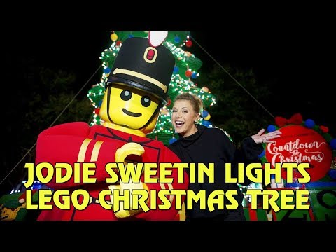 Jodie Sweetin lights the LEGO Christmas Tree at Legoland California Resort