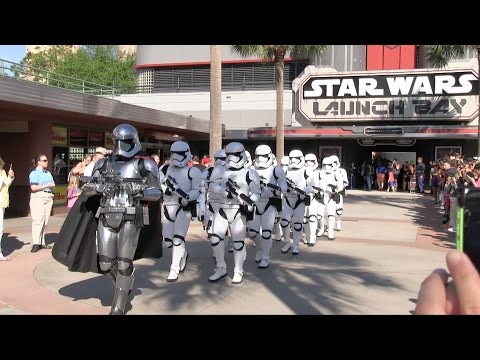 Captain Phasma leads First Order Stormtroopers in march at Hollywood Studios