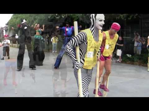 Stilt walking record attempt by Cirque du Soleil at Downtown Disney