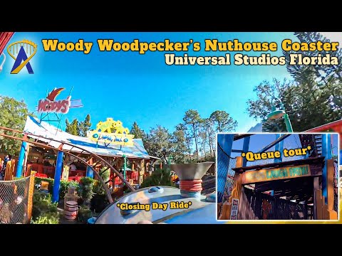 Closing Day POV Ride and Queue at Woody Woodpecker&#039;s Nuthouse Coaster at Universal Studios Florida