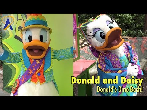 Donald &amp; Daisy meet guests during Donald&#039;s Dino-Bash at Disney&#039;s Animal Kingdom