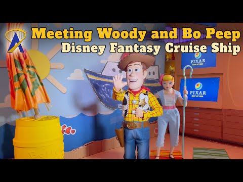 Meeting Woody and Bo Peep on Pixar Day at Sea onboard Disney Fantasy Cruise Ship