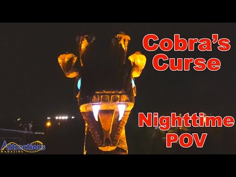 Cobra’s Curse Roller Coaster Nighttime POV at Busch Gardens Tampa