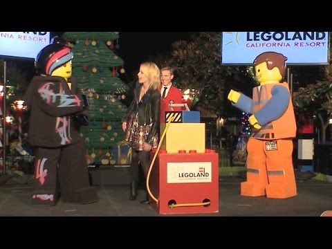 Elizabeth Banks lights the Legoland California Brickmas Tree 2013 with Lego Movie characters