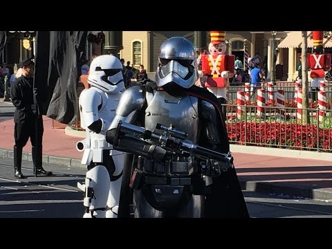 Captain Phasma and Star Wars characters get in place for the Disney Parks Christmas Day taping