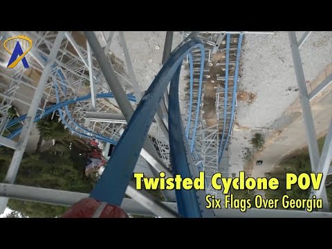 Twisted Cyclone Roller Coaster POV at Six Flags Over Georgia