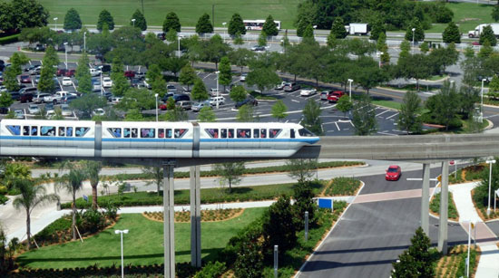 Bay Lake Tower monorail passes by