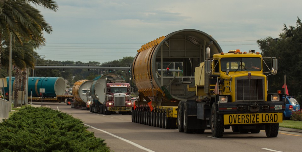 Falcon's Fury ride being transported