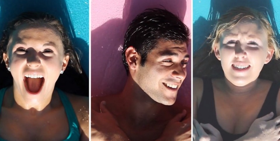 riders on Ihu’s Breakaway Falls water slide