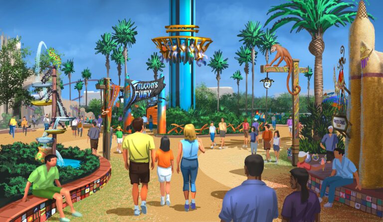 Story of Pantopia revealed as construction continues for Falcon’s Fury at Busch Gardens