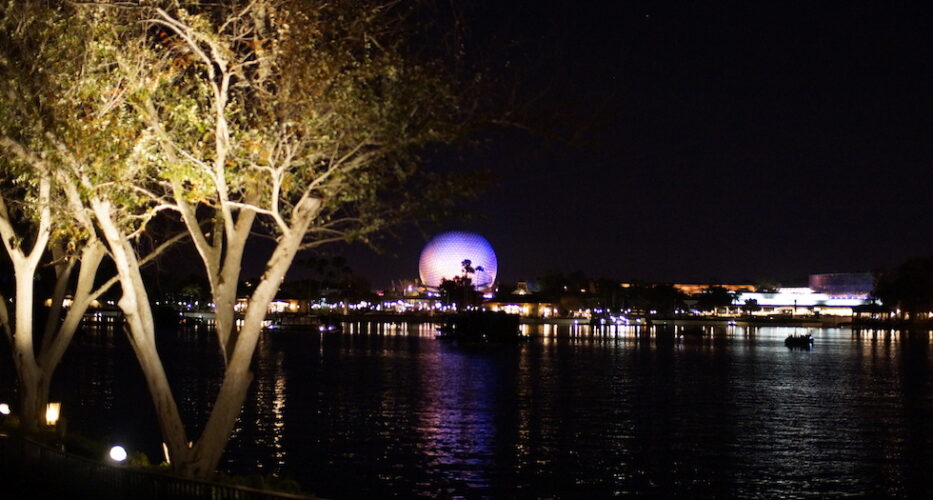 Epcot at night spaceship earth