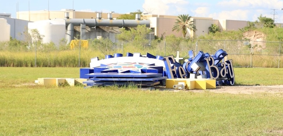 Tore up festival bay mall sign