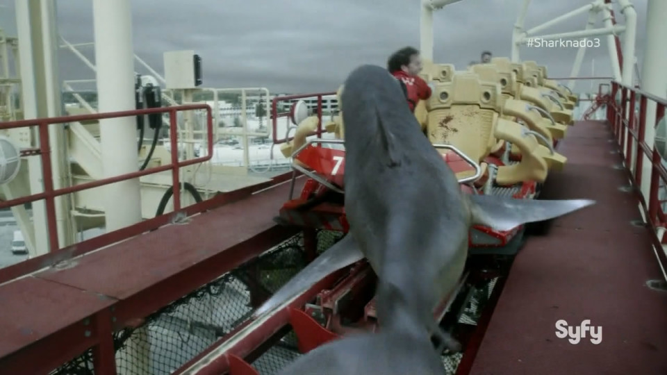 "Sharknado 3: Oh Hell No!" at the Hollywood Rip Ride Rockit ride at Universal Studios. Image courtesy of Syfy films.