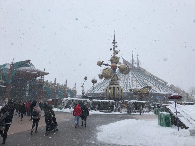 Snowfall turns Disneyland Paris into a winter wonderland