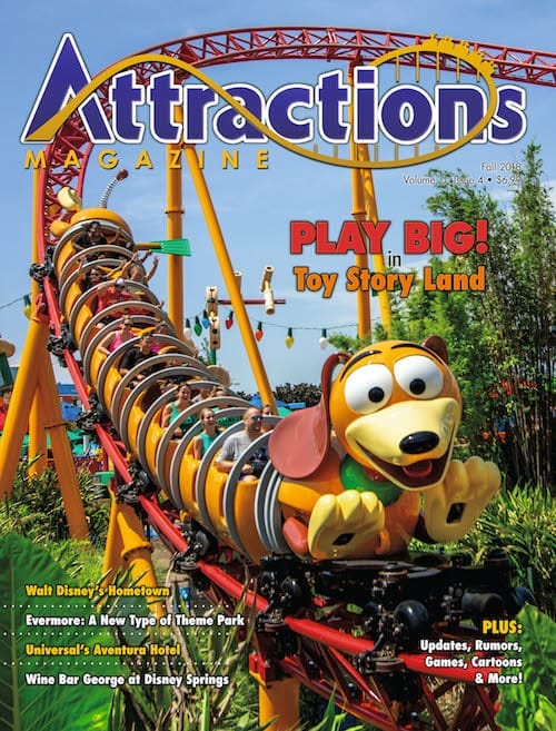 Fall 2018 cover of Attractions Magazine featuring Toy Story Land