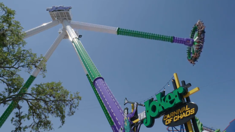 The Joker Carnival of Chaos pendulum ride opens at Six Flags Fiesta Texas