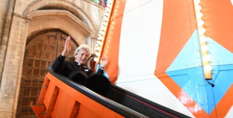 Cathedral installs 50-foot-tall slide to give parishioners a new perspective