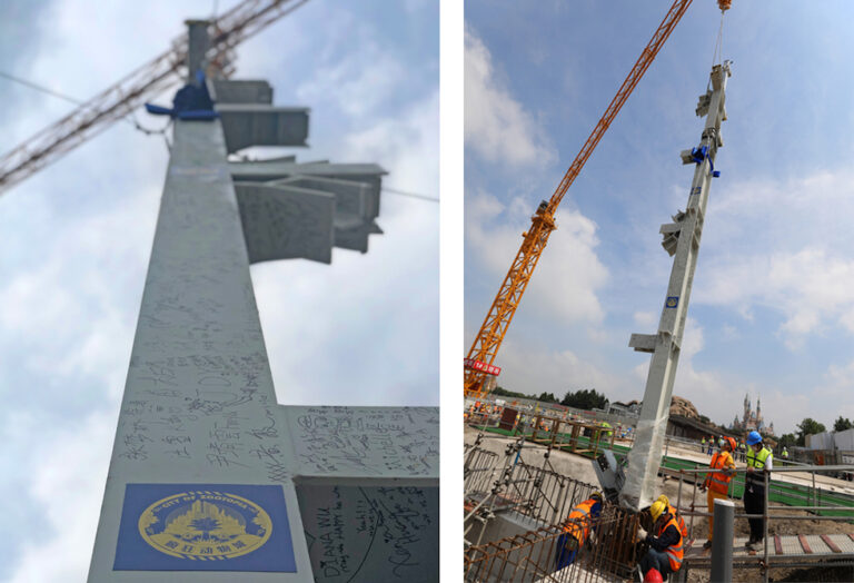 PHOTOS: Shanghai Disneyland’s Zootopia-themed land goes vertical with first steel column