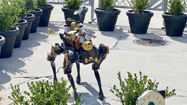 Meet Latte the Steampunk robot pup at Toothsome Chocolate Emporium