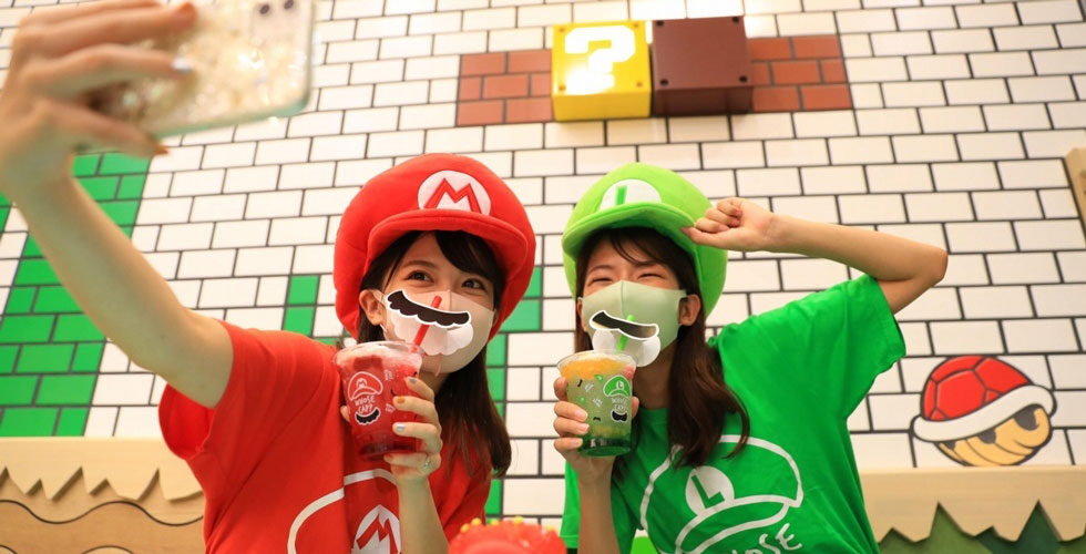 Guests eating in the new Mario Cafe