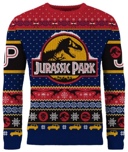 new merchoid jurassic park ugly xmas sweater