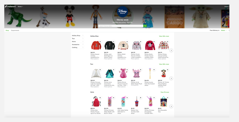 The Disney Store is now available on Instacart. 