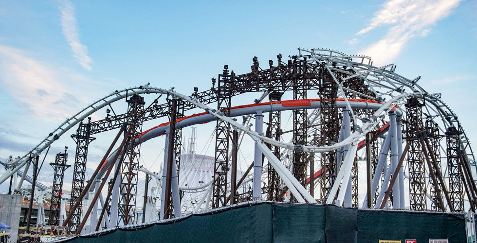 Canopy being built over the Tron Lightcycle / Run roller coaster.