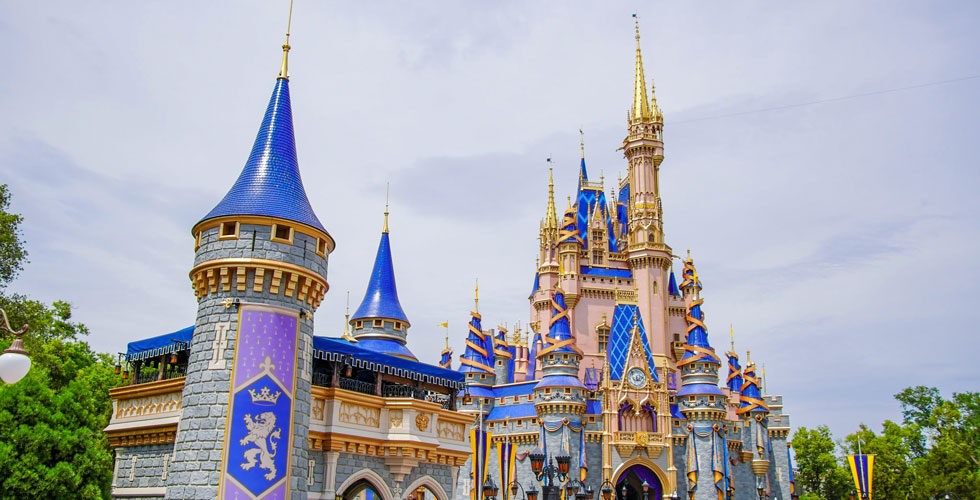 Cinderella Castle's 50th anniversary decorations