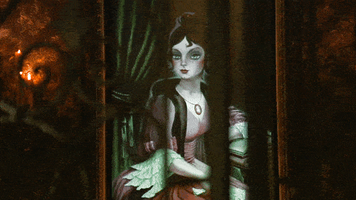 April to December portrait GIF at the Haunted Mansion.