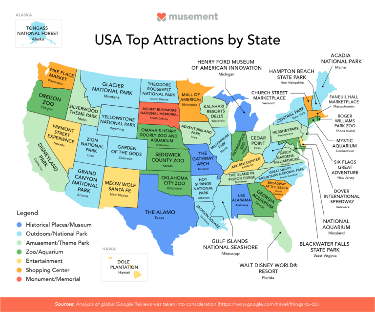 What is your state’s most popular attraction? Take a look at this list