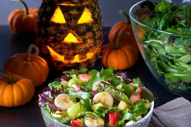 Pineapple Jack-O-Lantern Fruit Salad