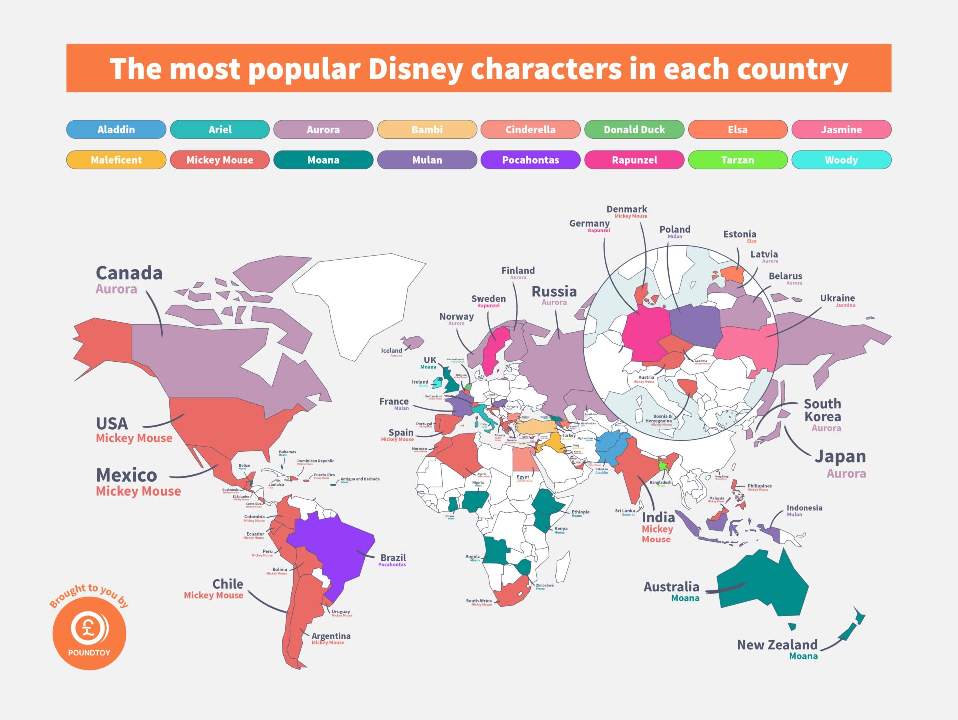Mickey Mouse tops the list as the world’s favorite Disney character