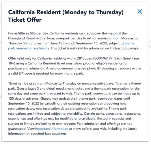 Disneyland summer ticket offer - weekdays only