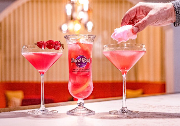 Hard Rock Pinktober pink drinks at Velvet Bar, The Kitchen restaurant and beachclub.