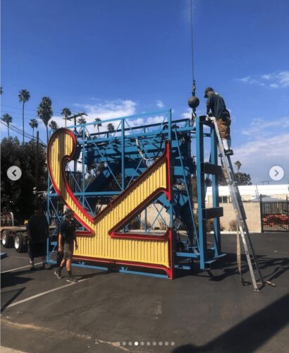Knott's neon K lowered from Sky Tower