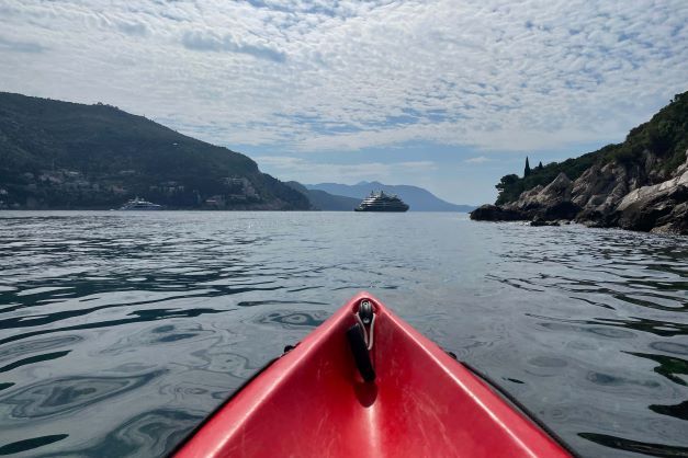 Shipin Adriatic Sea with kayak