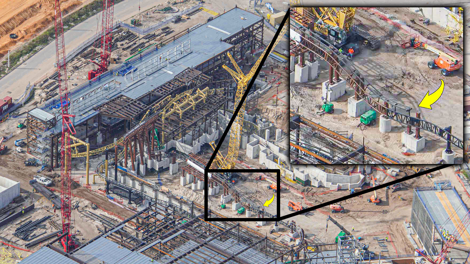 Universal's Donkey Kong roller coaster construction in Orlando
