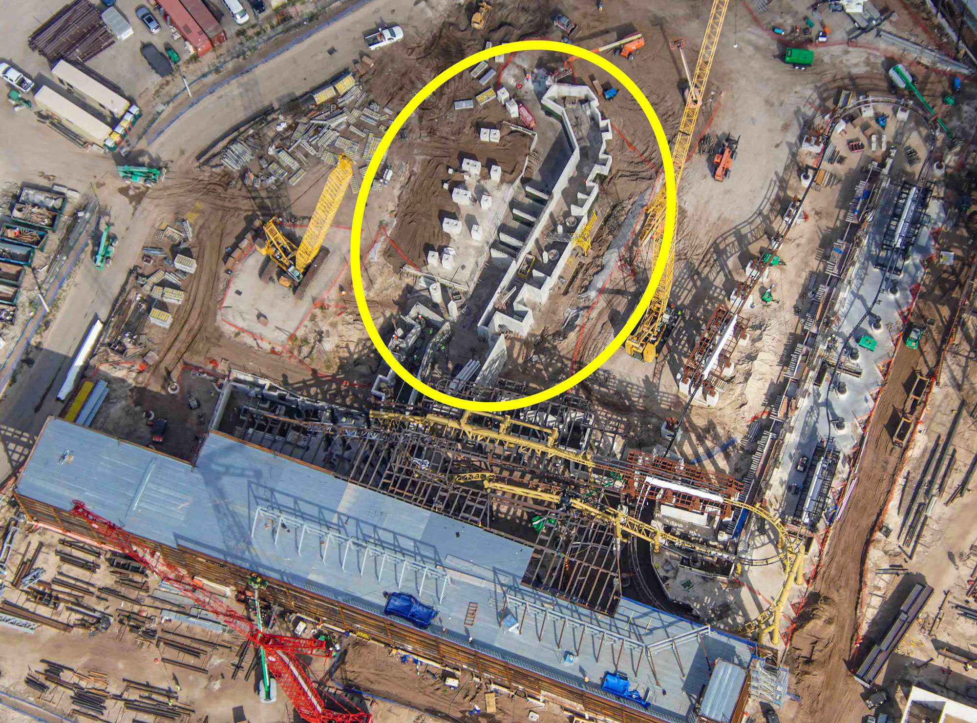 Universal's Donkey Kong roller coaster construction in Orlando