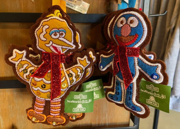 Big Bird and Grover Sesame Street ornaments for sale.