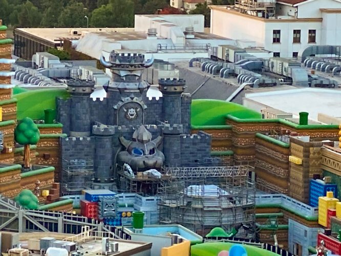 Close-up on Bowser's Castle construction, with newly installed eye pieces. 