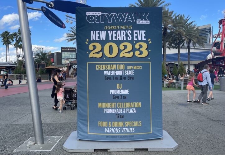 Universal orlando Citywalk new years eve sign