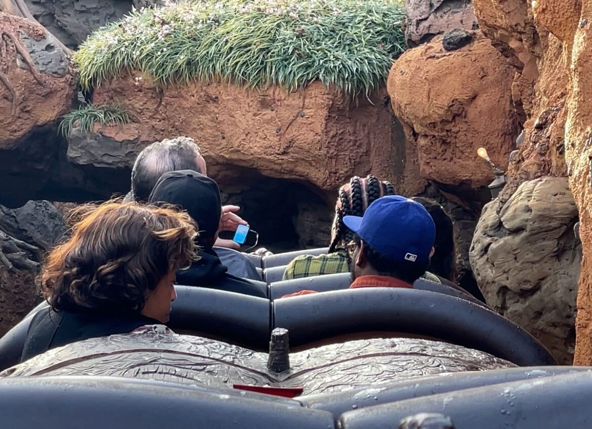 Imagineers testing Tiana's Bayou Adventure at Splash Mountain