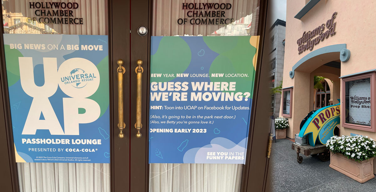 Universal Orlando Annual Passholder Lounge and Williams of Hollywood are being removed to make way for new Universal Mardi Gras Tribute Store.