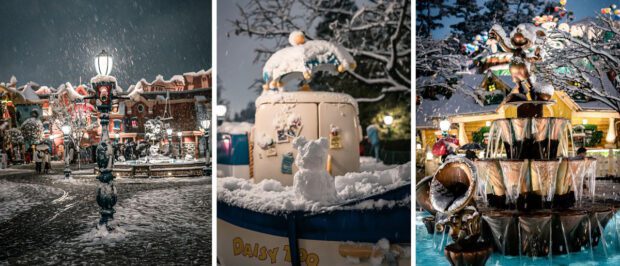 Toontown covered in snow at Tokyo Disneyland.