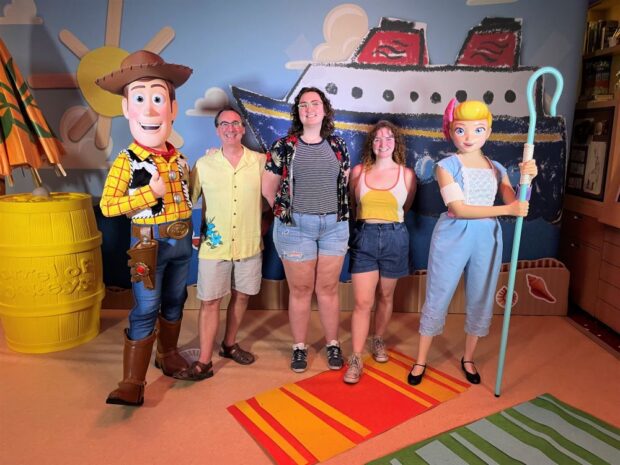 Woody and Bo meet and greet during Pixar Day at Sea sailings