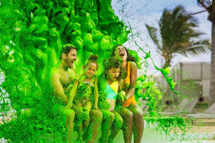 Family of four getting dumped by slime